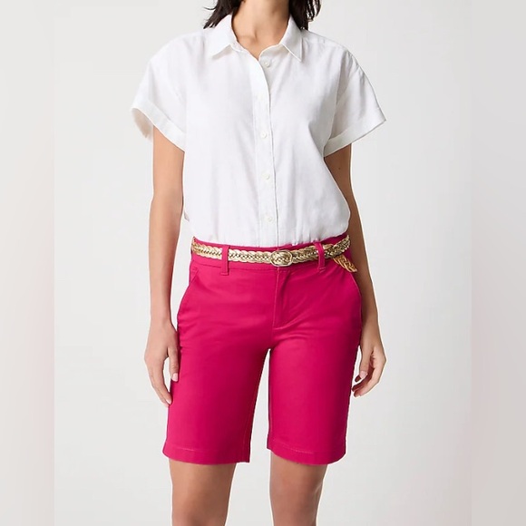 J. Crew Fuchsia Women's 9" Frankie Bermuda Chino Short. Size 14 - Picture 1 of 7